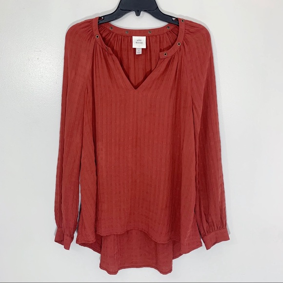 Knox Rose Tops - Knox Rose Terra Cotta Long Sleeve V-Neck Top